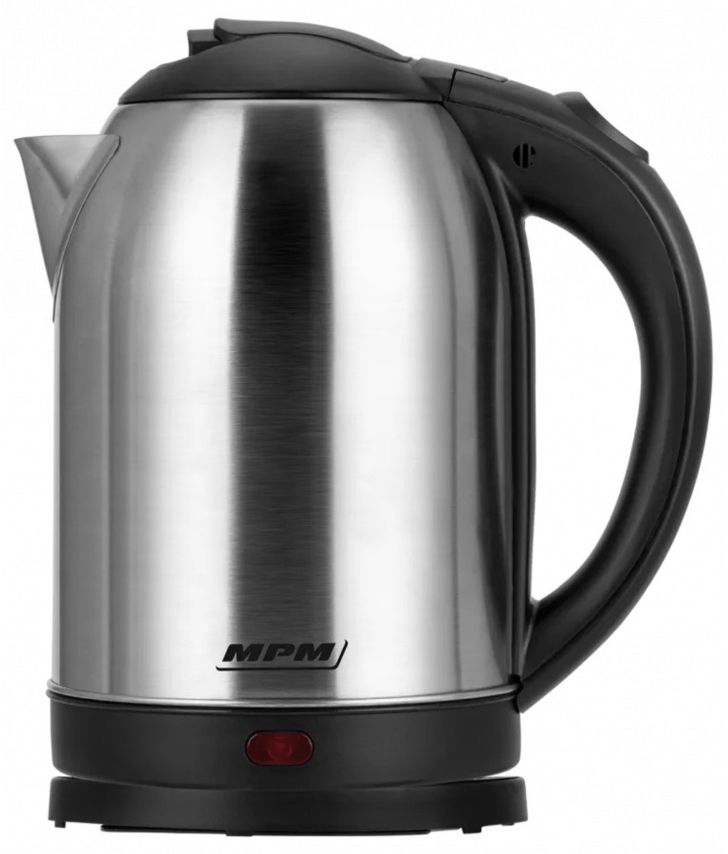 MPM Elektrische Draadloze Waterkoker – 1,7 Liter – 1800 W – Automatische Uitschakeling – Droogkookbeveiliging – 360° Draaibare Voet – Zilver
