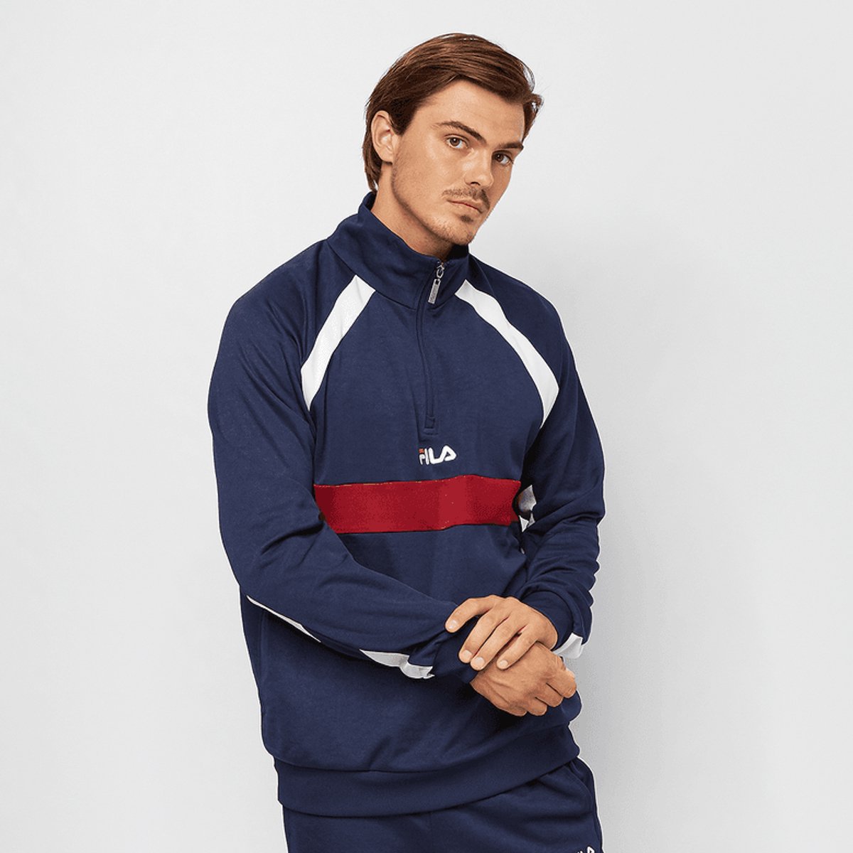 Fila Men Oligert Half Zip Top S Heren Blauw