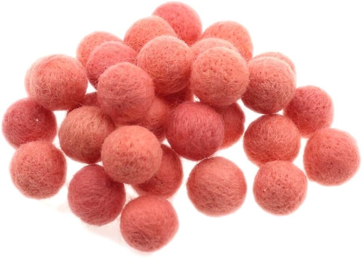 Vilten Pom Pom 20mm DIY Accessoires Slingers 30st (Perzik)