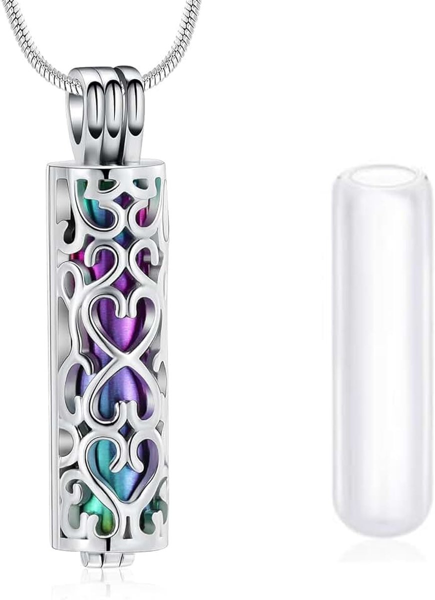 Memorial jewelry Crematie Sieraad urnketting voor ashanger met holle glazen vial cilinder crematie keepsake herinnering lockets ashouder voor vrouwen mannen huisdieren