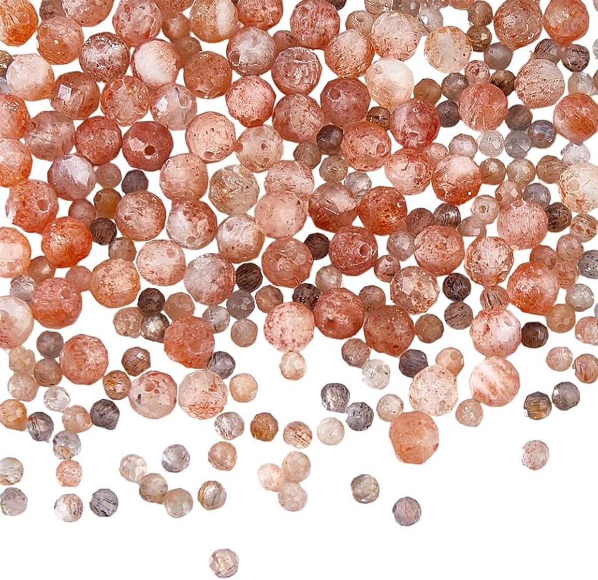 Maansteen Spacer Kralen 2 Stijlen Ronde Facet Ball Bead Perzik Steen Losse Kralen 2/4mm Bulk voor Kralen Armbanden Ketting Sieraden Maken DIY Ambachten Accessoires