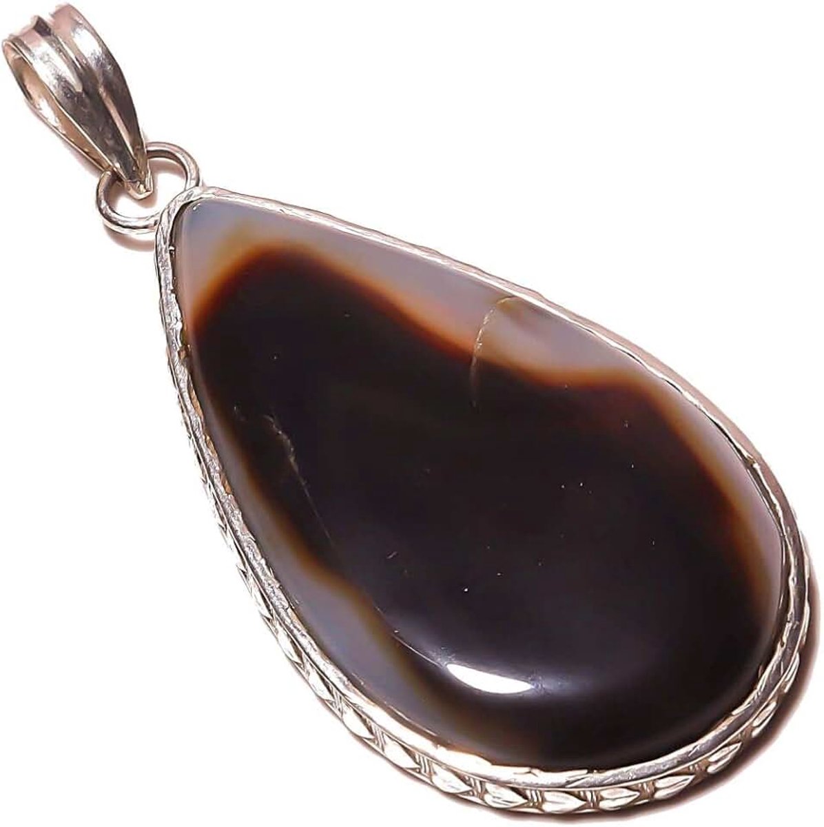 Botswana Agate Handmade PENDANT 2.5" Long Silver Plated! Jewelry from Kashish! All Variety Store all Occasions