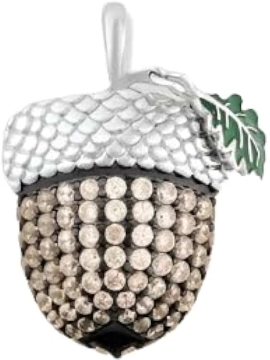 Eikel hanger met los blaadje en zirkonia's