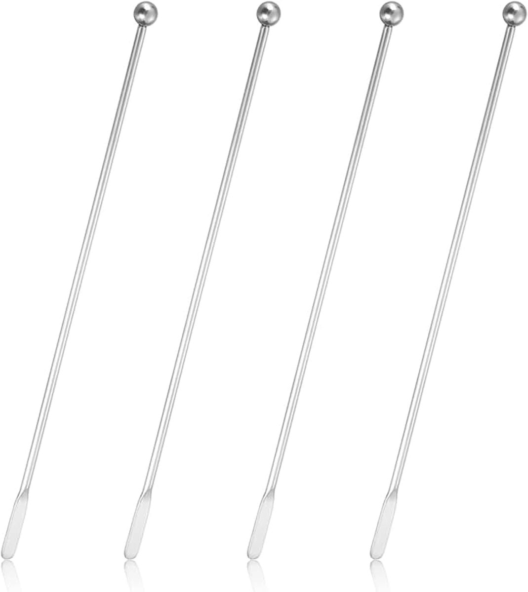 4 stuks roestvrijstalen roerstaafjes roerstaafjes voor cocktaildrankjes, 17,5 cm drankroerstaafjes metaal met kleine rechthoekige peddels, herbruikbare roersticks voor koffiebar, chocolademelk