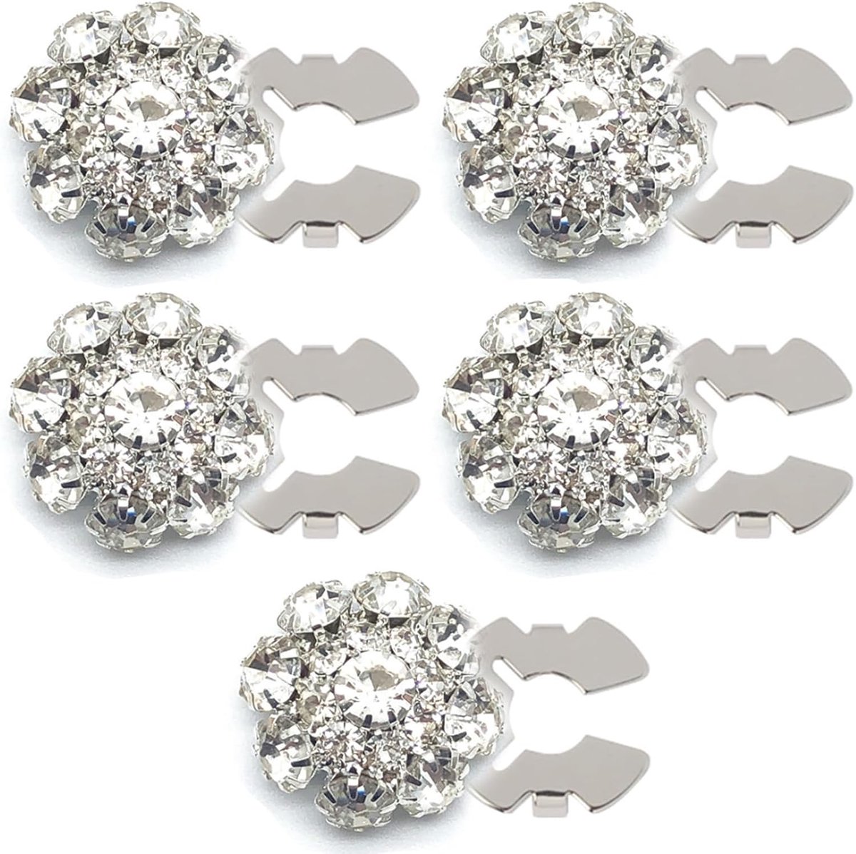 5 stuks strass-knopbedekkingen, kristallen manchetknopen, afneembare strass-knopen, knopen voor mouwen en bloemen, decoratieve manchetten, jurken, smoking, overhemden, rokken