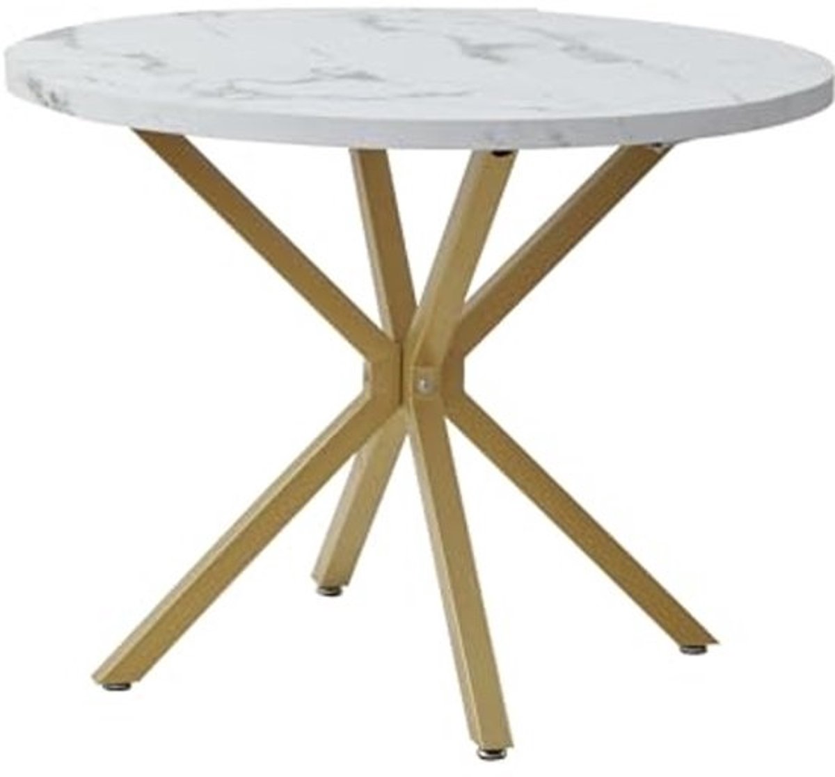 Moderne Ronde Eettafel met Marmerlook en Metalen Poten - Duurzame Keukentafel voor Woonkamer en Keuken