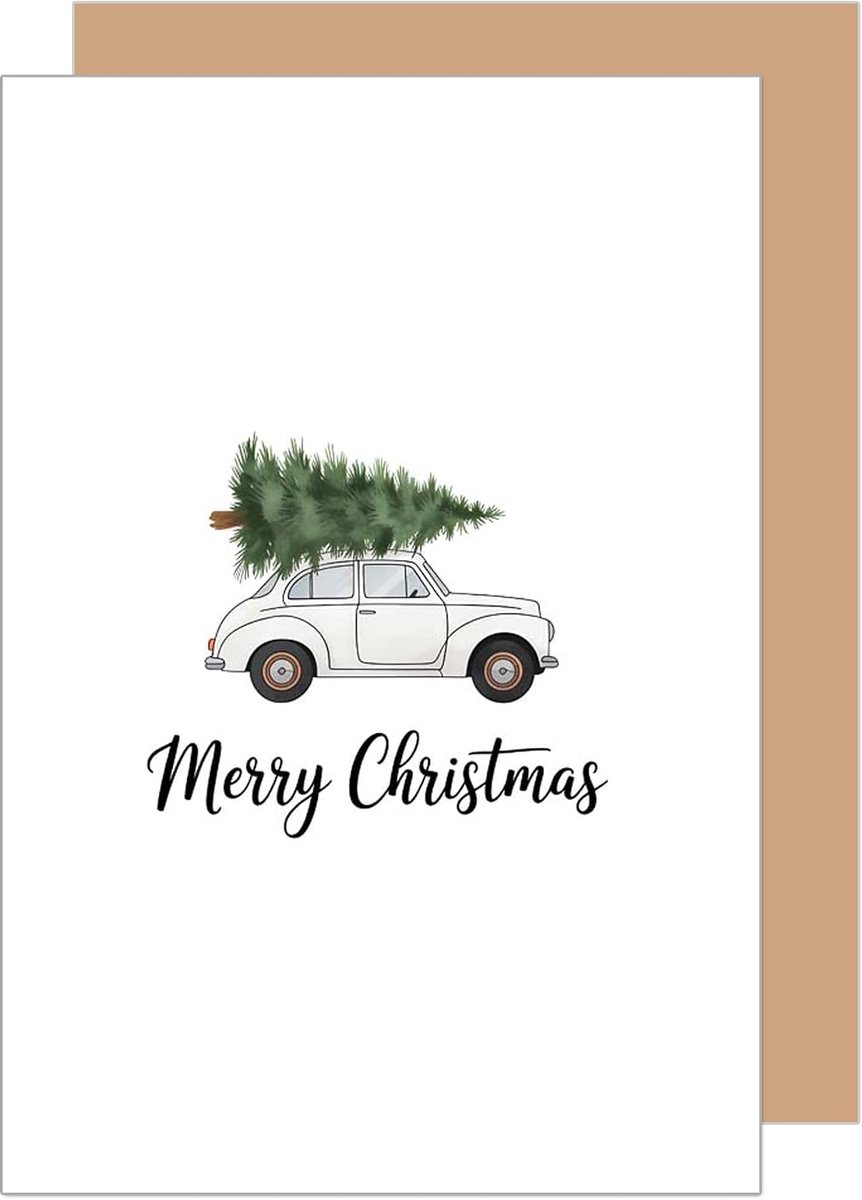 Seidel Premium wenskaart voor Kerstmis met envelop. Wenskaart Kerstkaart Engels voor vrouw man retro Xmas Merry Christmas Christmas sauto (W1059 SW025)