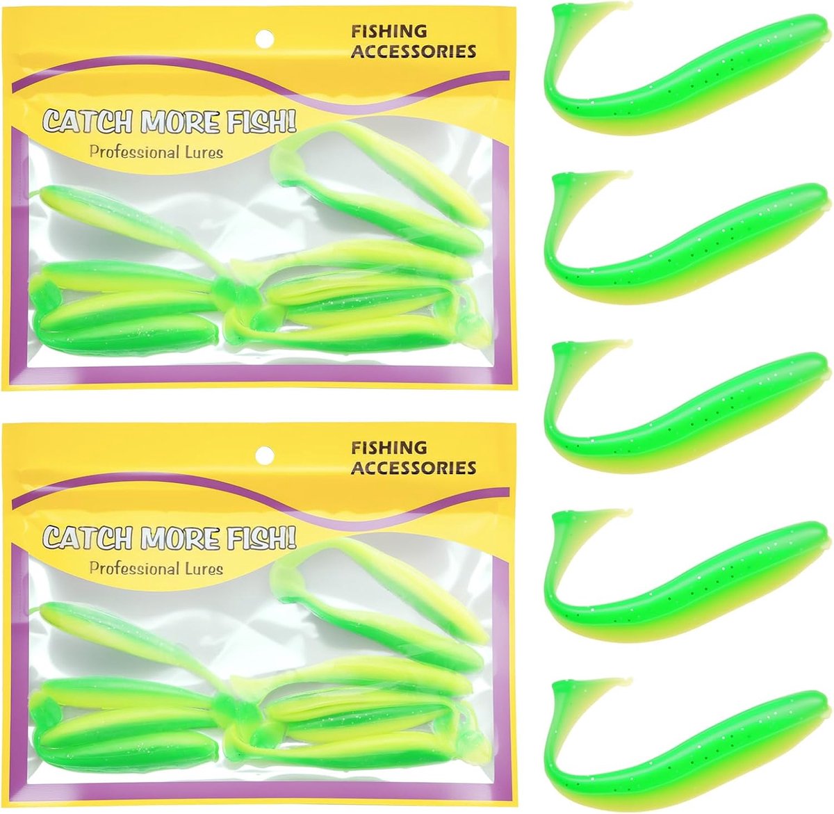 20 stuks rubberen vissen, baars, snoekbaars, 7 cm/2,15 g, rubberen vis snoekbaars, rubberen vissen voor standaard jigkoppen, visaas, snoekaas, set van 20 stuks
