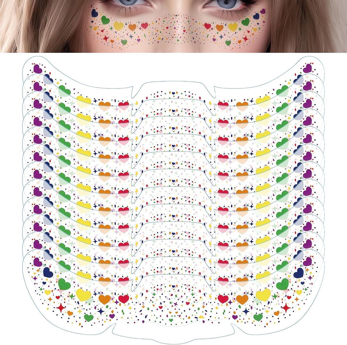 12 Stuks Glitter Sproet Tattoo, Confetti Gezicht Sticker voor Feest, Festival, Carnaval