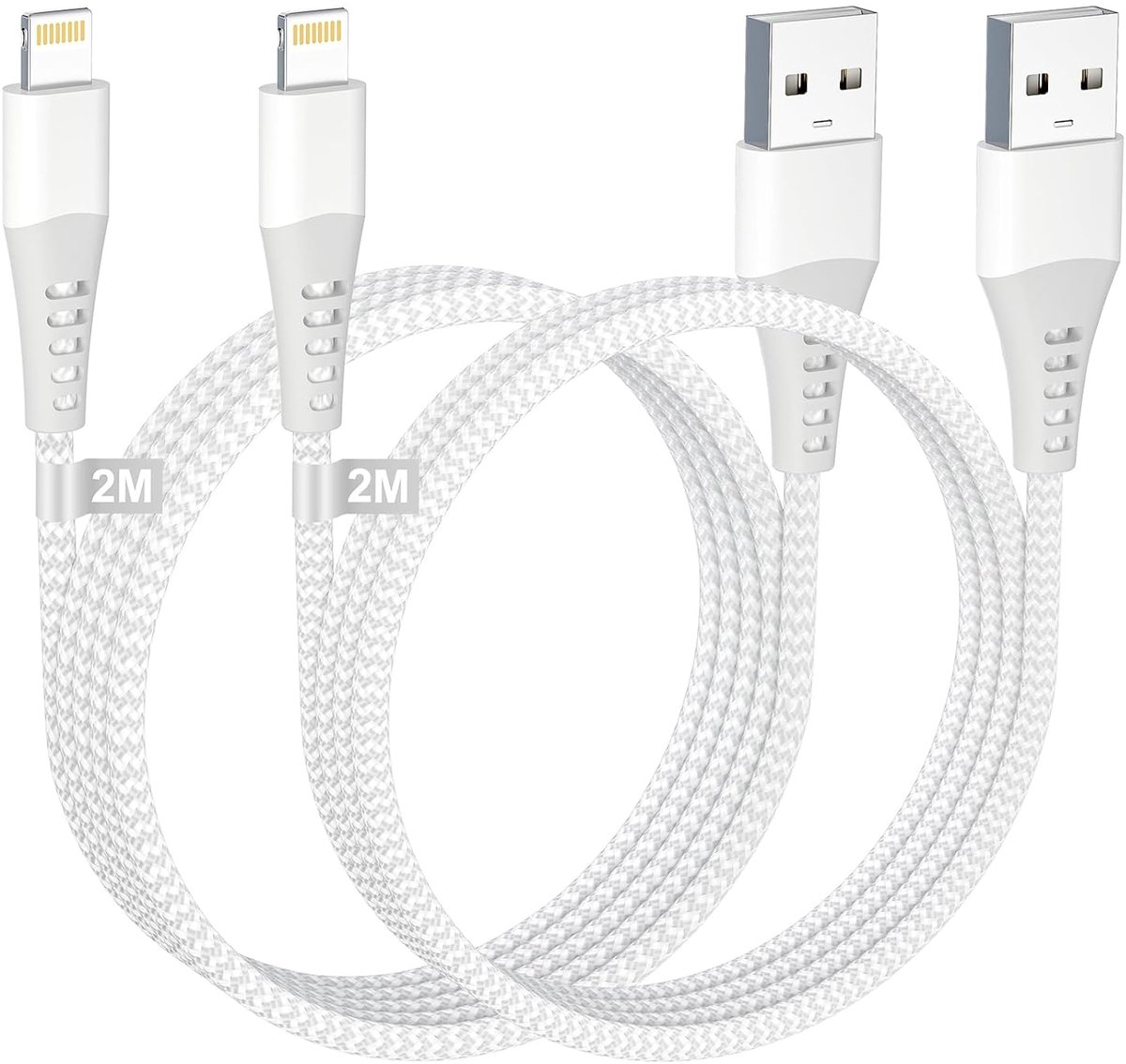 IPhone-kabel, Lightning-kabel 2M + 2M [MFi-gecertificeerd], iPhone-oplaadkabel USB Lightning-kabel iPhone-oplaadkabel Nylon iPhone-kabel Oplaadkabel voor iPhone 14/13/12/11/XS/X/8/7/6/5/iPad