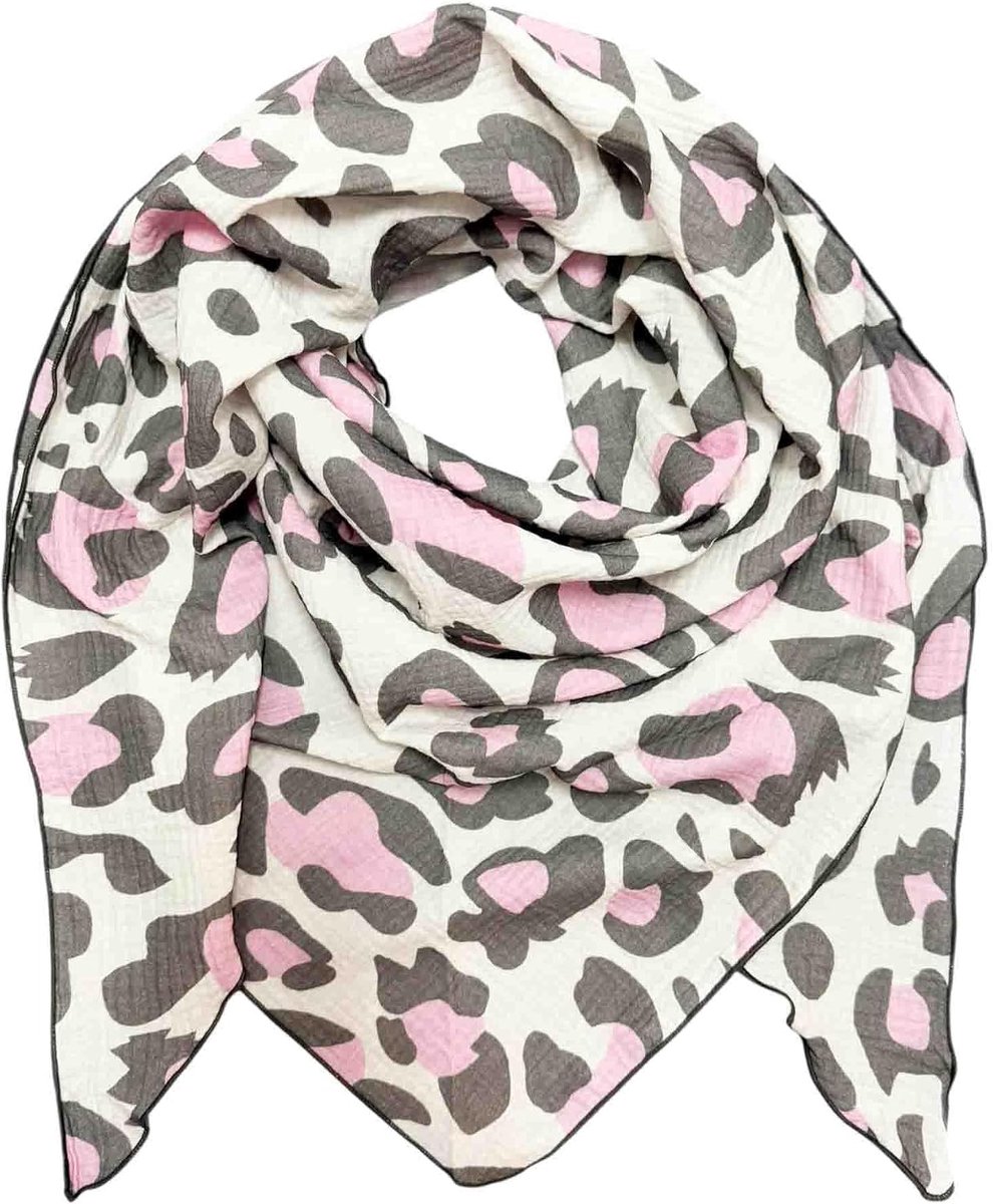 Driehoek gebreide sjaal lente sjaal 100% katoen luipaard Made in Italy Fashion doek driehoekige sjaal stola herfst lente doek Leo