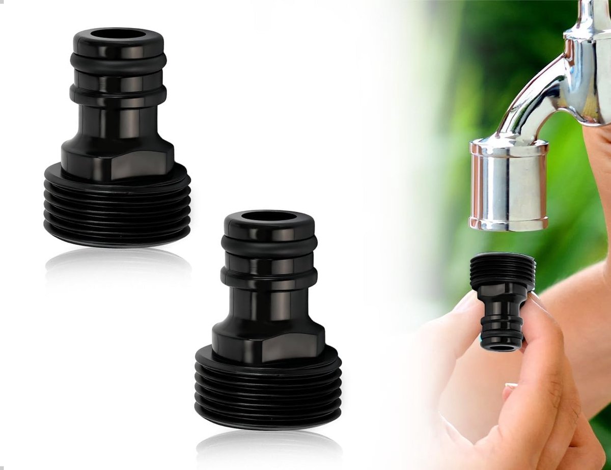 2 stuks slangkoppeling, slangaansluiting, kraanadapter, kraanverbinding, gebruikt voor thuis, keuken, tuin, spuitpistool, irrigatieapparatuur (zwart)