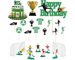 Voetbal, RosyFate 23 stuks decoratie verjaardag voetbal, taartdecoratie verjaardag met voetballer, cupcake voetbal, voor voetbalfans, themafeest