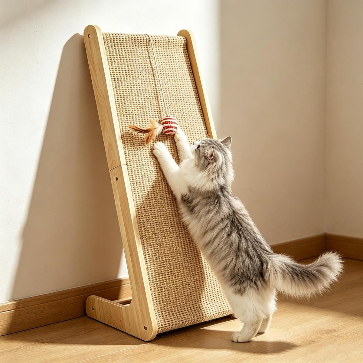 Sisal krabplank voor katten, 68 cm hoge krabkolom voor muur en hoek, dual-use design met antislip oppervlak, hoogwaardig natuurlijk sisal voor langdurig gebruik