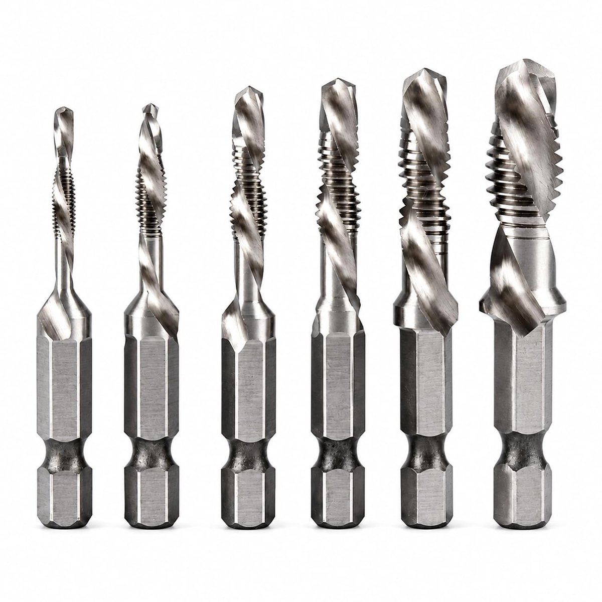 6 stuks combinatieboren, M3-M10, boor, metaal, hout, boren, tegelboor, schroevendraaier, voor snel boren en schroefdraad, compatibel met slagboormachine
