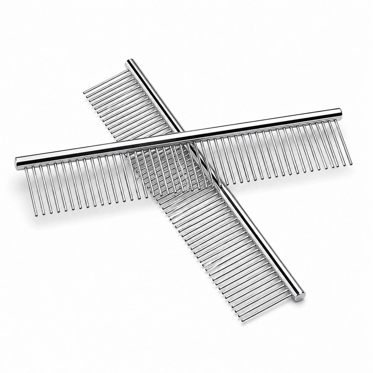 Huisdierkammen van roestvrij staal - 19 cm - Zilver - 2 stuks