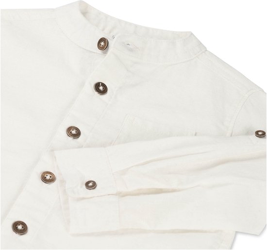 Prénatal Blouse - Kinderkleding Jongens - Blouse Jongens - 80% katoen - 20% linnen - Dark Off-White - Maat 80