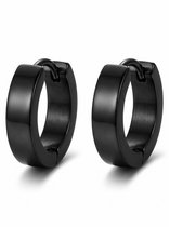 Lundholm Thor Oorringen Heren Zwart – Brede Klapoorringen 9 mm Chunky Hoops 4 mm – Premium Stainless Steel Zwart – Stoere Mannen Oorbellen Dikke Klik Oorringen – Waterproof & Hypoallergeen – 1 Paar – Cadeau voor Hem – Scandinavisch Design