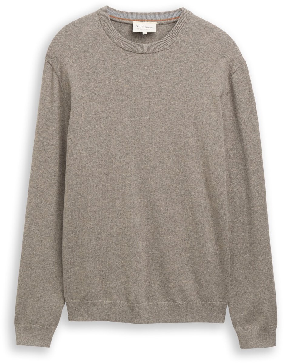 Tom Tailor - Gebreide trui met kasjmier - Maat M - Driftwood Taupe Melangé
