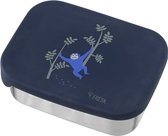 Fresk Lunchbox voor kinderen - Brooddoos - Broodtrommel Meisje - RVS - 2 vakken - Blauw - Monkey