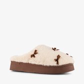 Thu!s dames instap pantoffels met strikjes beige bruin - Maat 37 - Sloffen