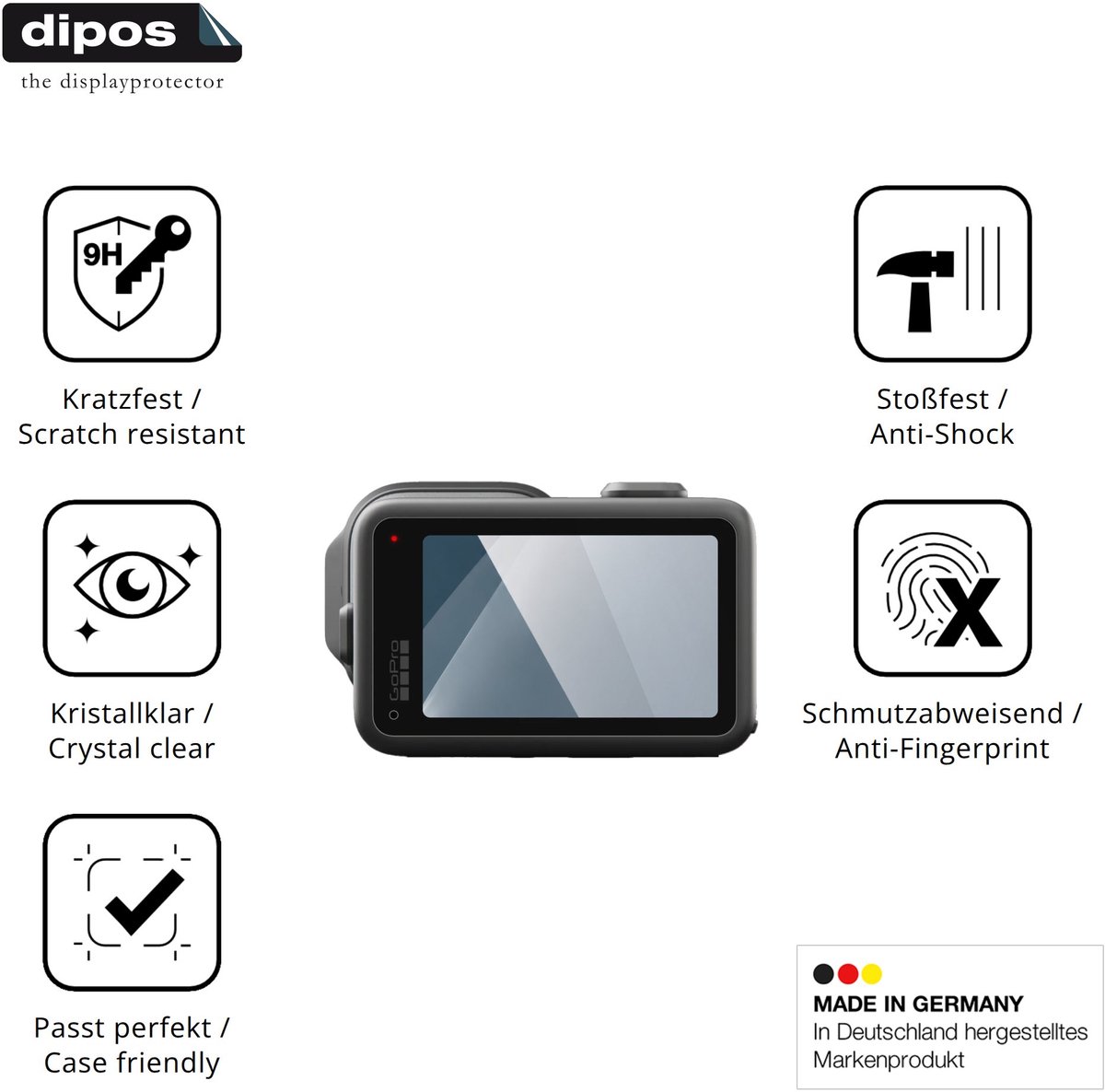 dipos – 2x Pantserfolie geschikt voor GoPro Mission 1 Pro ILS | 9H Screenprotector