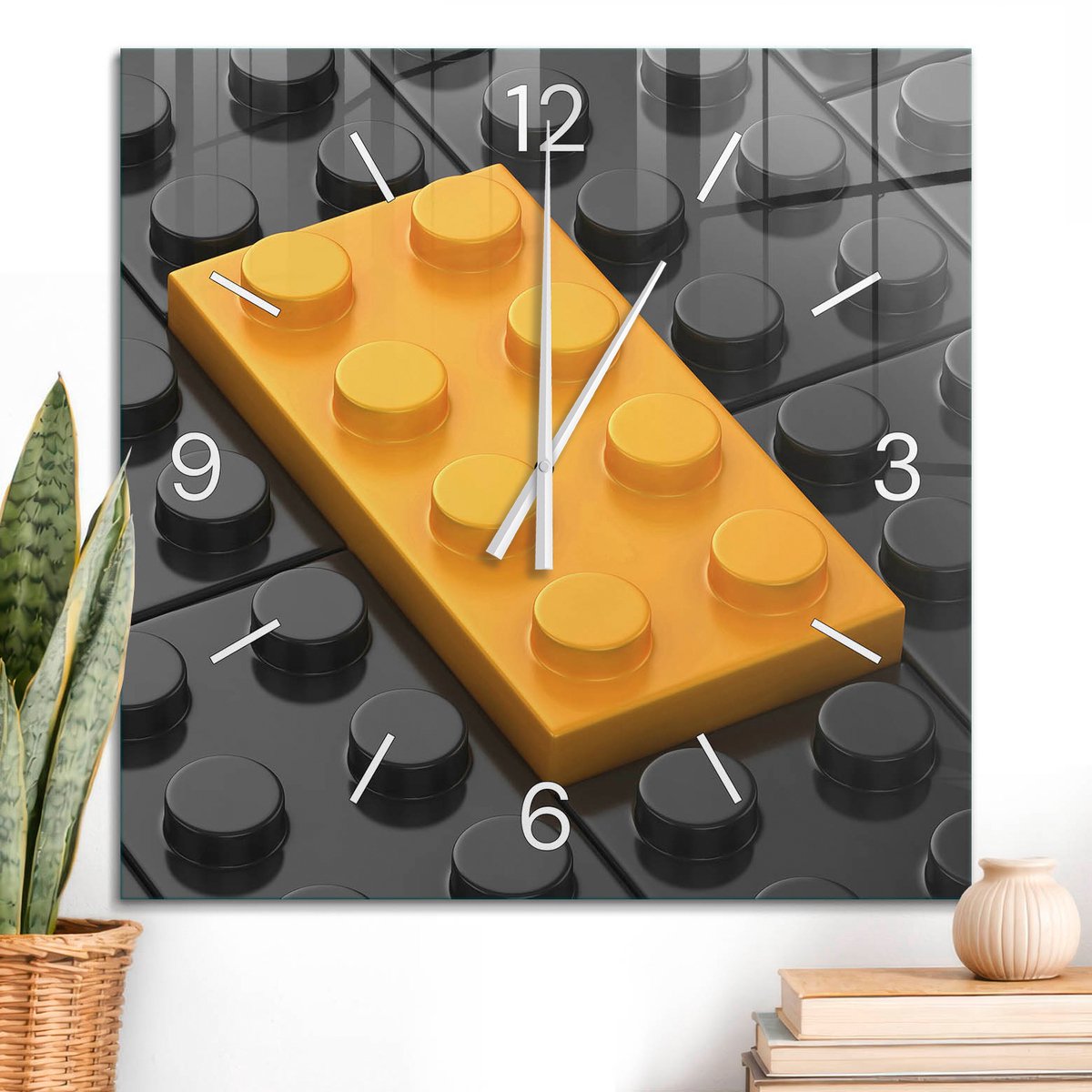 ArtPrintCave Zwart Glazen Klok - 60x60 cm - Wandklok Vierkant - Kleurrijk Contrast Stille Wandklok - Abstractie Wandklok Keuken - Witte Klokwijzers