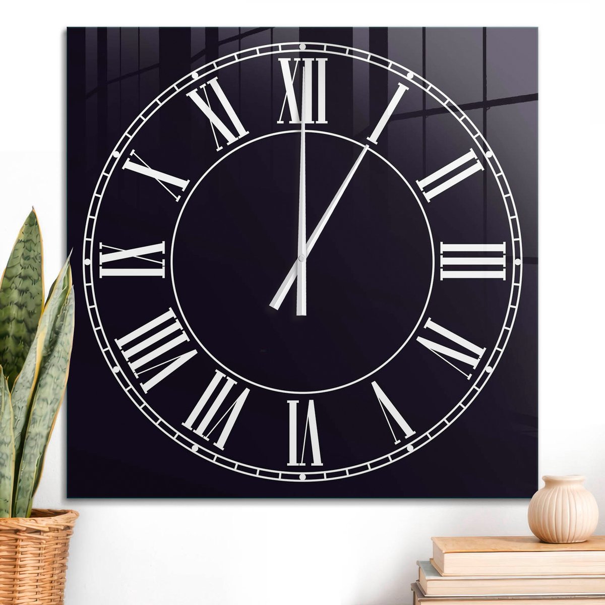 ArtPrintCave Zwart Glazen Klok - 60x60 cm - Wandklok Vierkant - Klassieke Klok Unieke Klok - Geometrie Stille Wandklok - Witte Klokwijzers