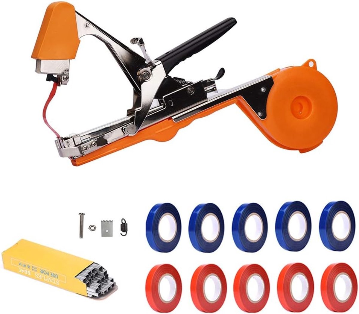 Bindtang planten - Oranje - Handbindmachine met Nietjes en Tape - Voor Druiven, Tomaten en Tuinplanten