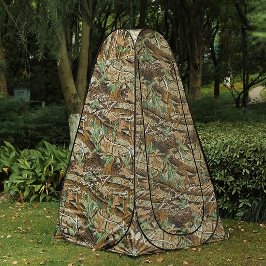 Douchetent - Buitentent - Kampeertent - Privacytent - Snel op te zetten tent - Omkleedtent - Warm en dik - Polyesterstof - Geschikt voor kamperen, strand en vissen - 150 x 150 x 190 cm - Camouflage — afbeelding 3