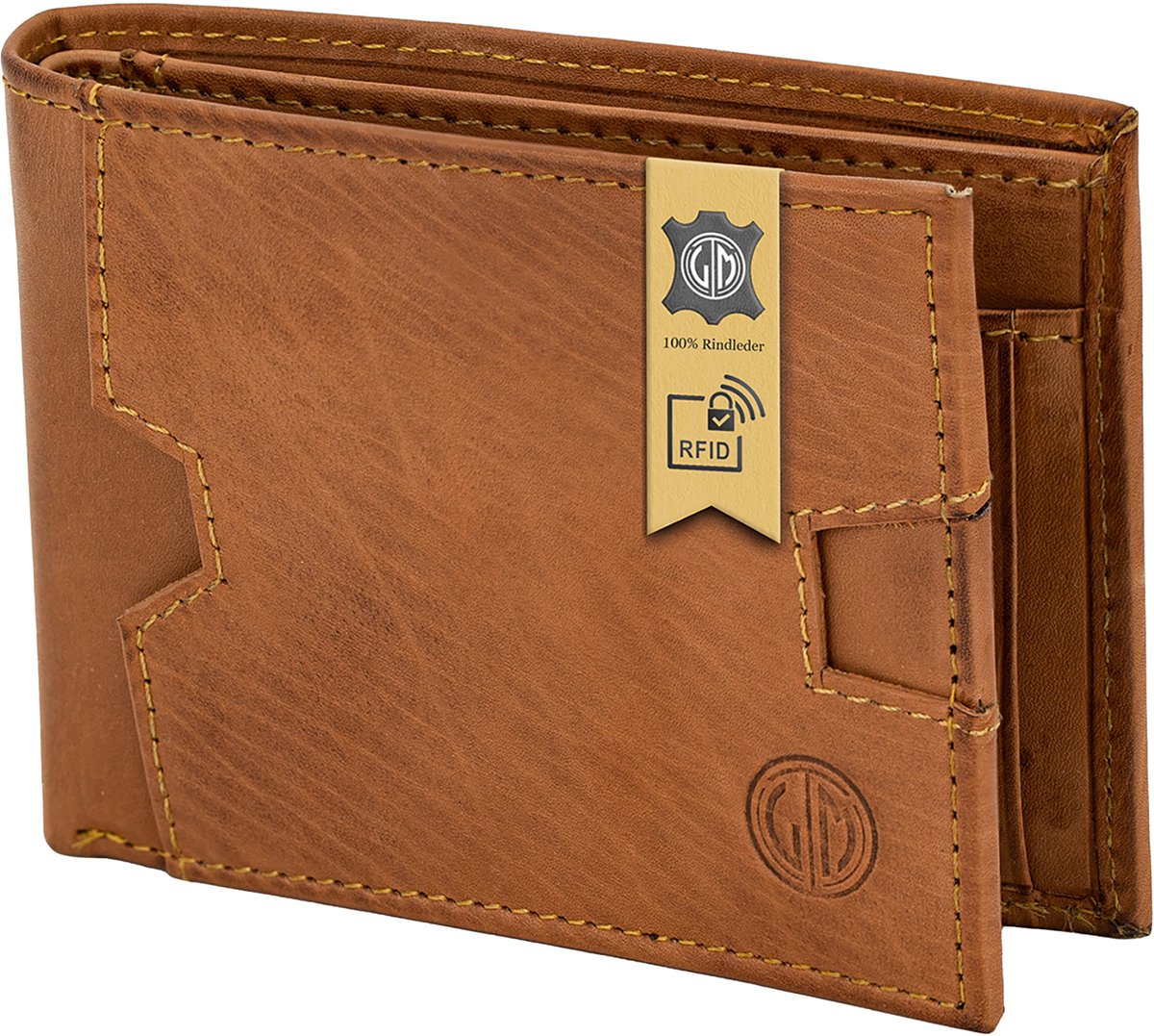 LINDENMANN heren portemonnee RFID - cognac