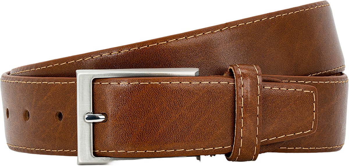 LINDENMANN leren heren riem - cognac