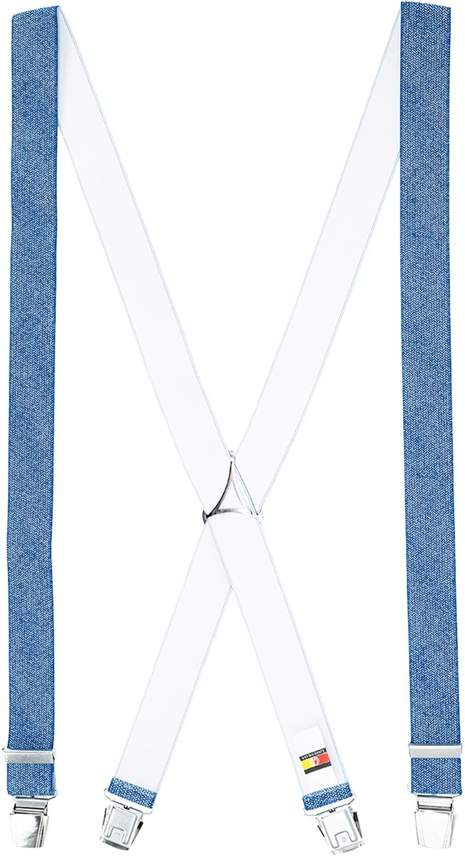 LINDENMANN heren bretels met extra sterke clips X-vorm - blauw dessin