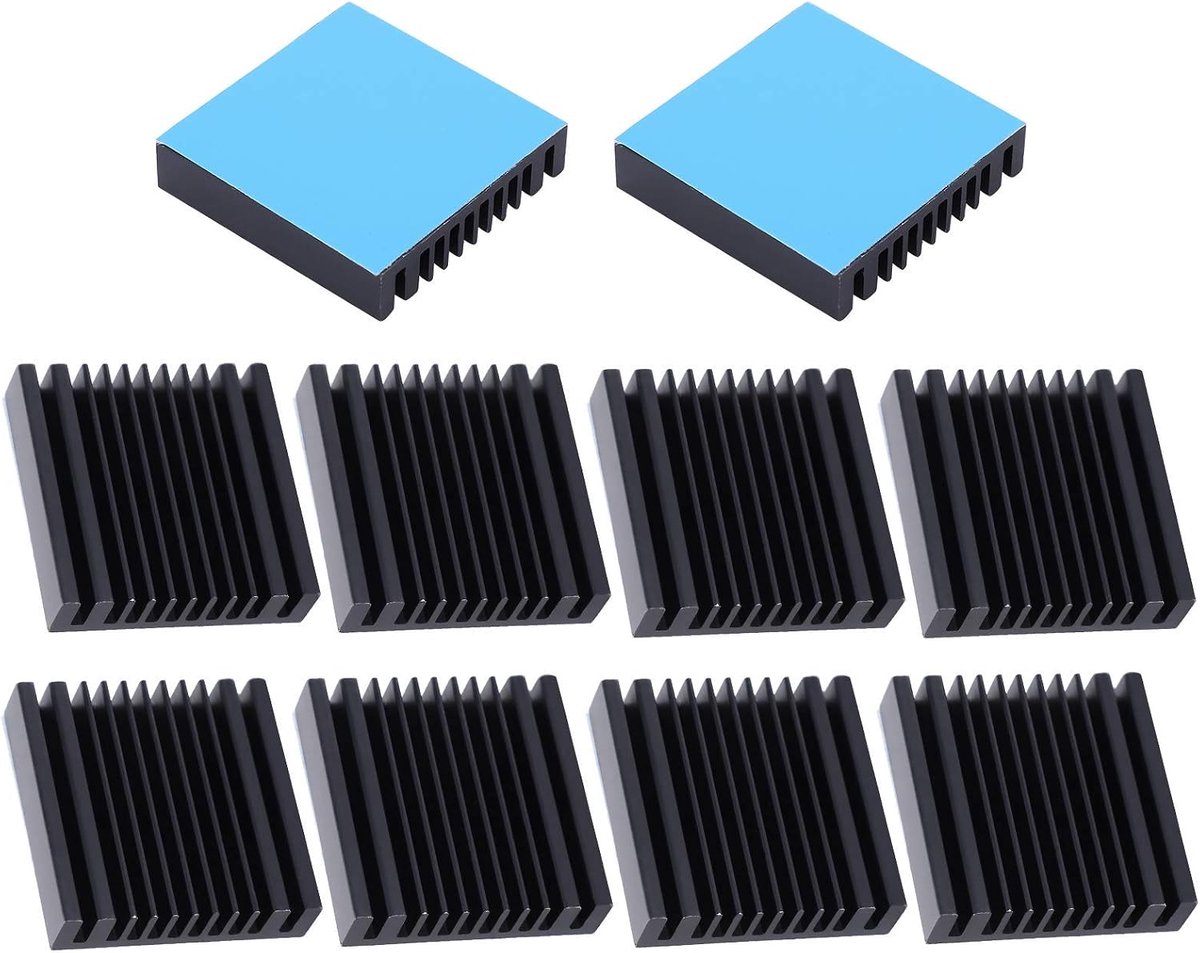 10 stks 40mm Heatsink Kit 40x40x9mm met Thermische Geleidende Lijm, aluminium Koelvin Koellichaam voor CPU Transistor