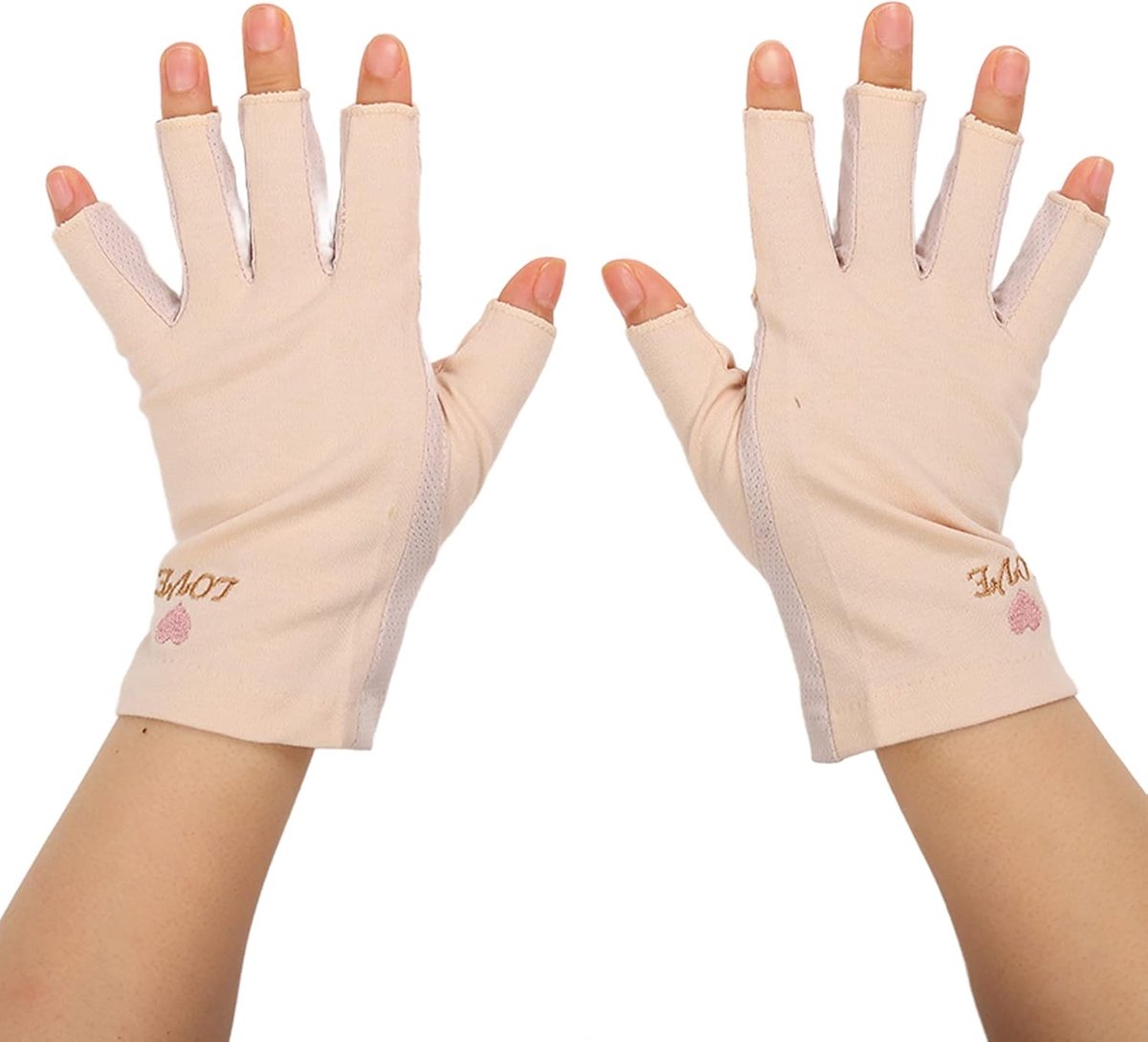 Professionele anti-uv-handschoenen voor gelnagels, elastische en ademende bescherming zonder vingers, katoen, voor manicure thuis en in de salon (lichtgeel)