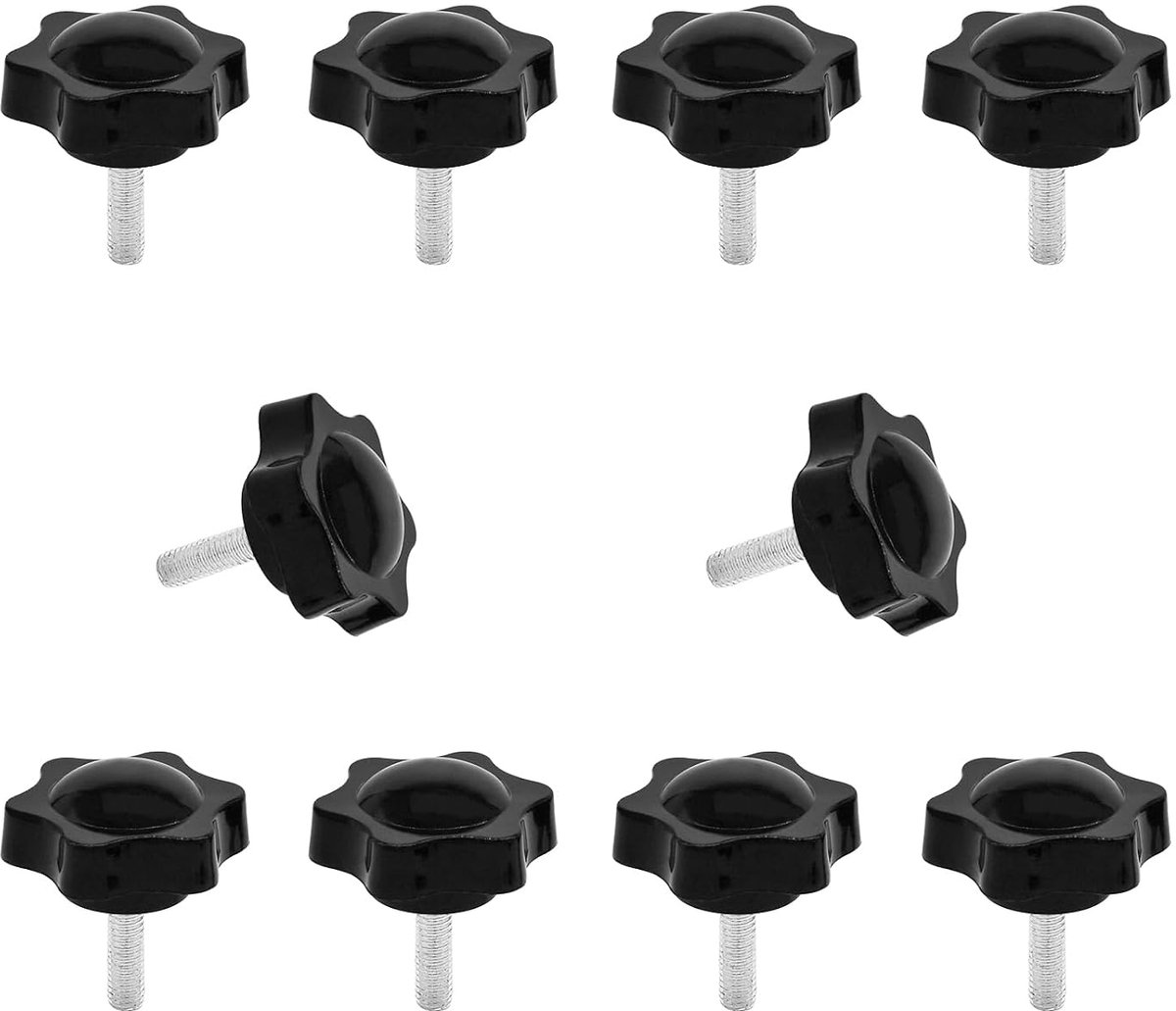 10 stuks klemschroef knop ster schroef M6 x 20 mm duimschroeven schroefdraad vervanging ster handknop vastzetschroef, zwarte grip