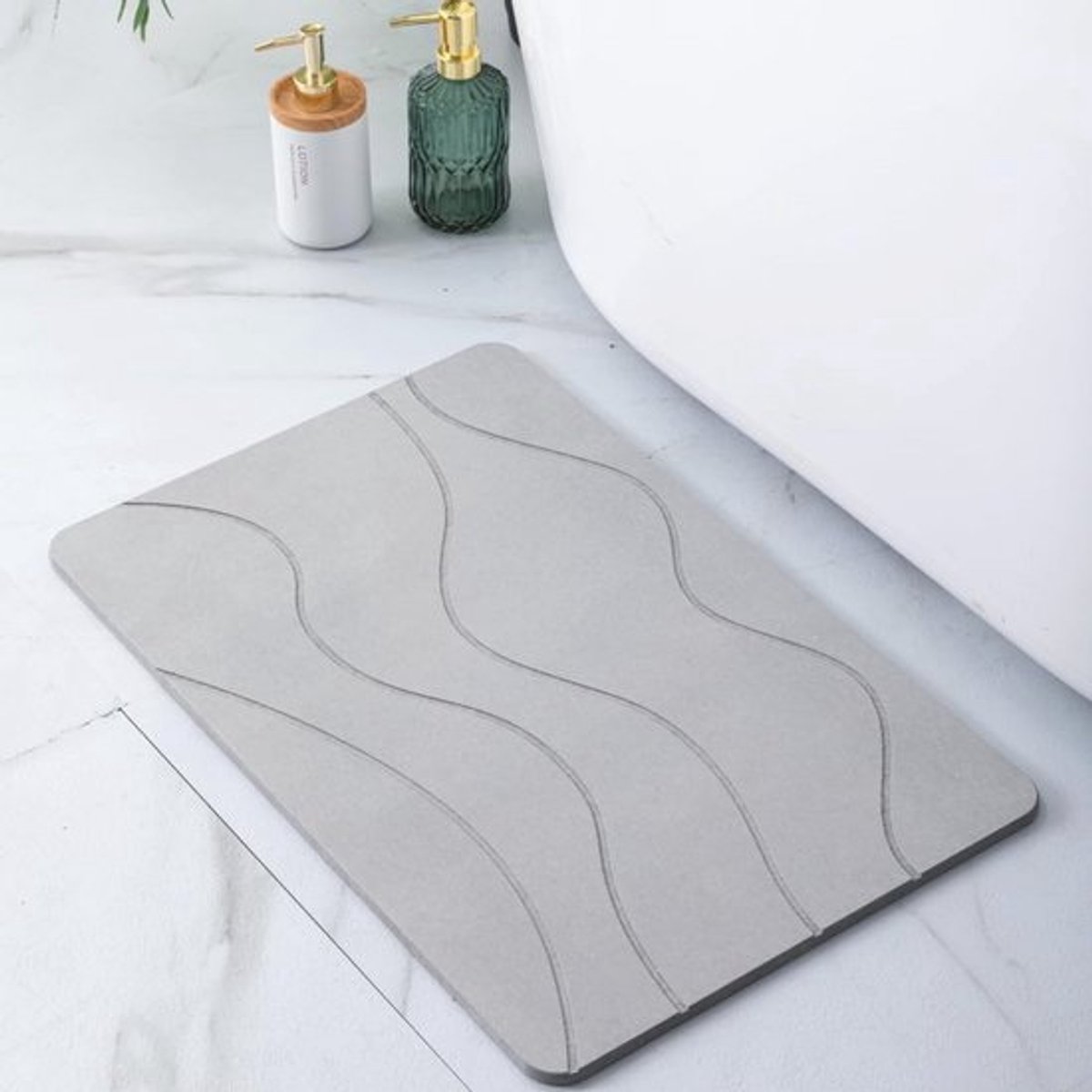 Diatomite Badmat 60 x 40 cm - Sneldrogend, Antislip en Antibacterieel Kiezelsteenmat