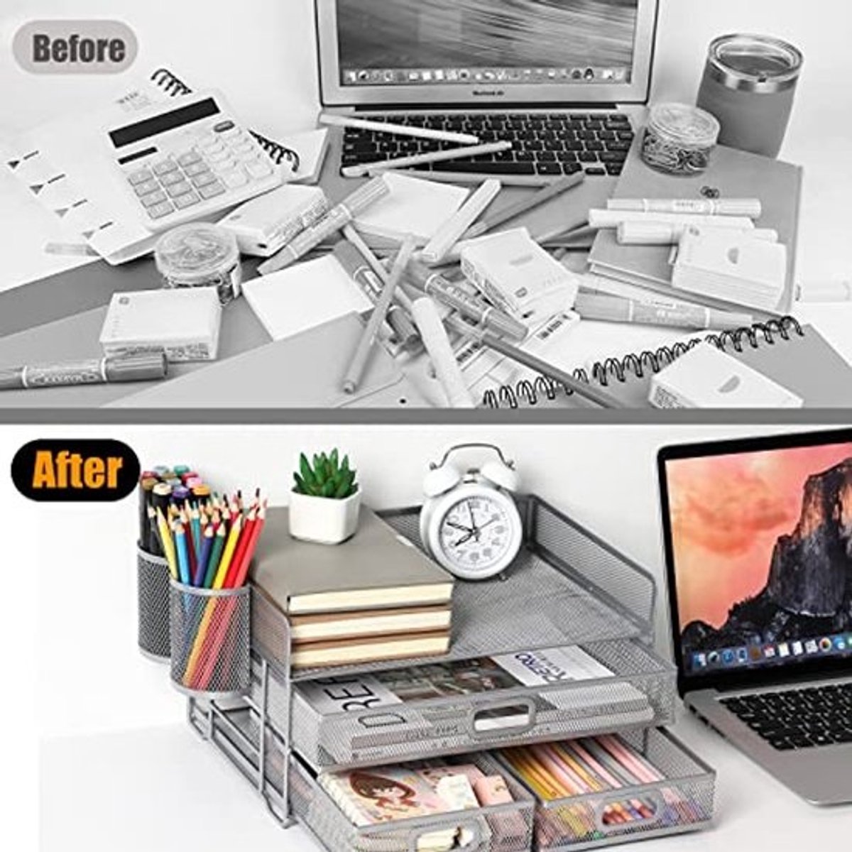 Desktop Organizer met 3 Lade en Penhouders voor een Opgeruimd Bureau