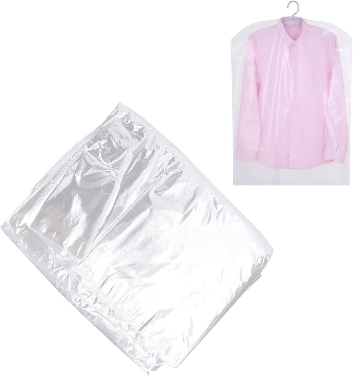 50 Pak Kledingzakken, Plastic Stomerij Wasserette Zak, Transparante Stofdichte Kledingzakken Pak Jurk Jas Hoes voor Kast Kleding Opslag(60 * 90cm)