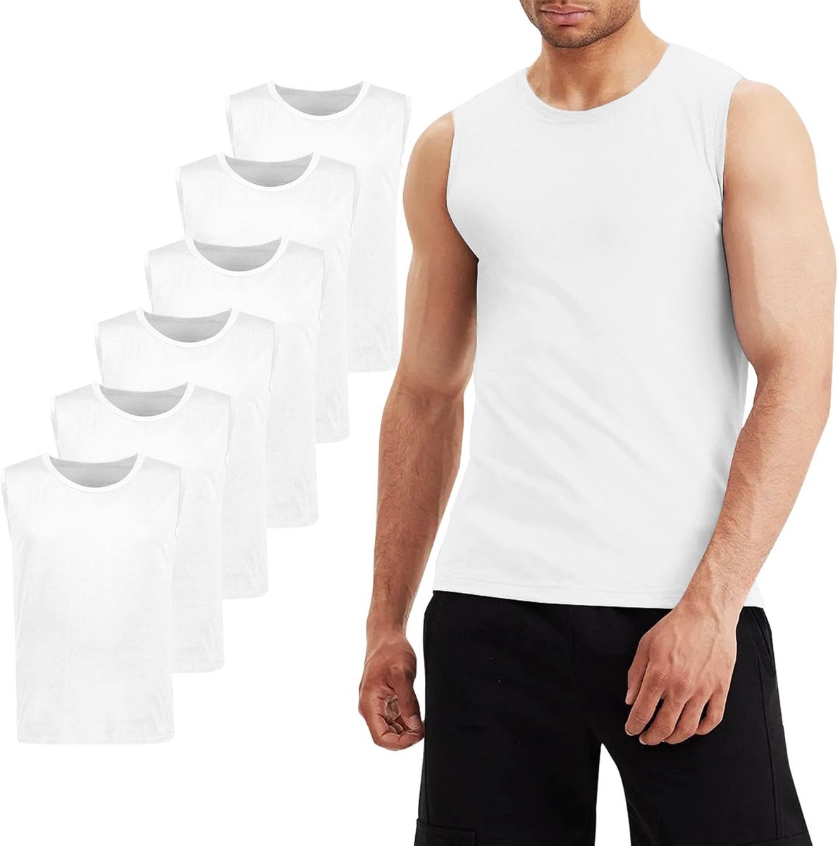 Heren T-shirt met ronde hals van katoen Basic korte mouwen Top 3/6 Pack 8101