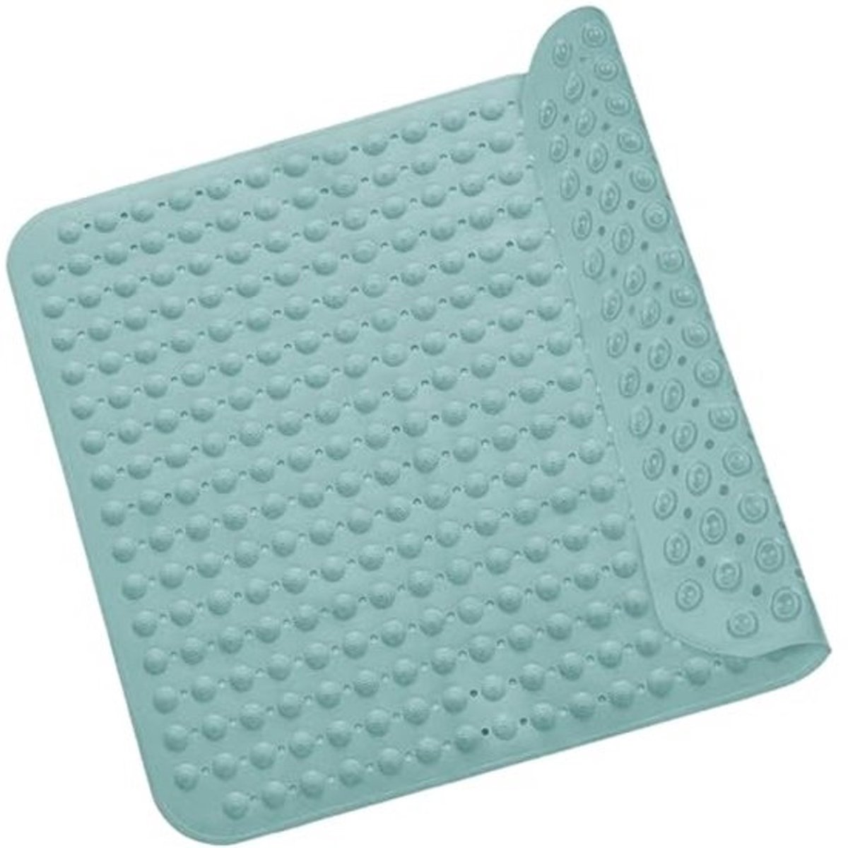 Vierkante Douchematt, 48 x 48 cm, Machinewasbare Antislipmat, PVC Mat met Zuignappen, Donkergroen
