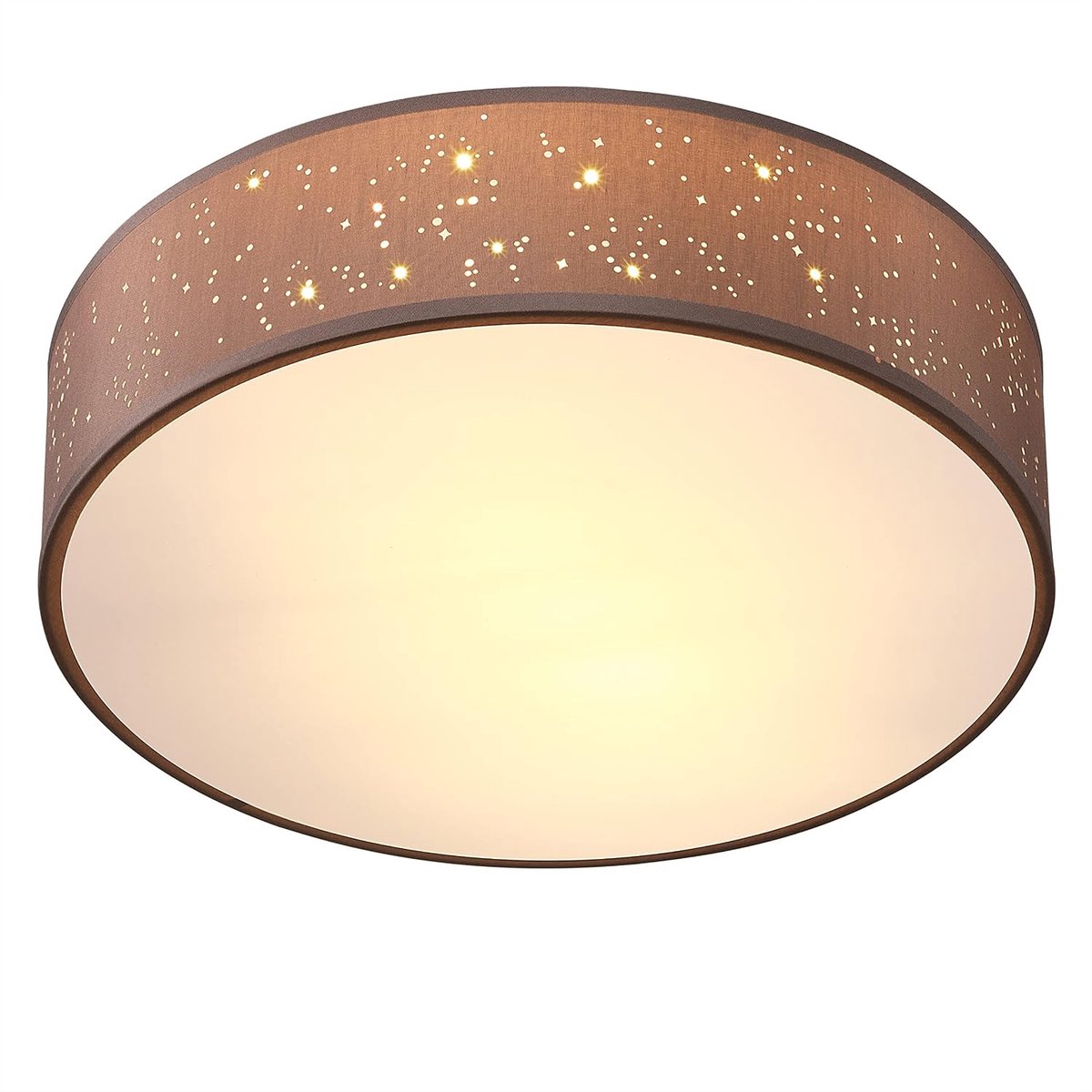 Plafondlamp Sterrenhemel Rond 30cm Stof 40 Watt Woonkamer Slaapkamer Plafoniere Stoffen Beige E27