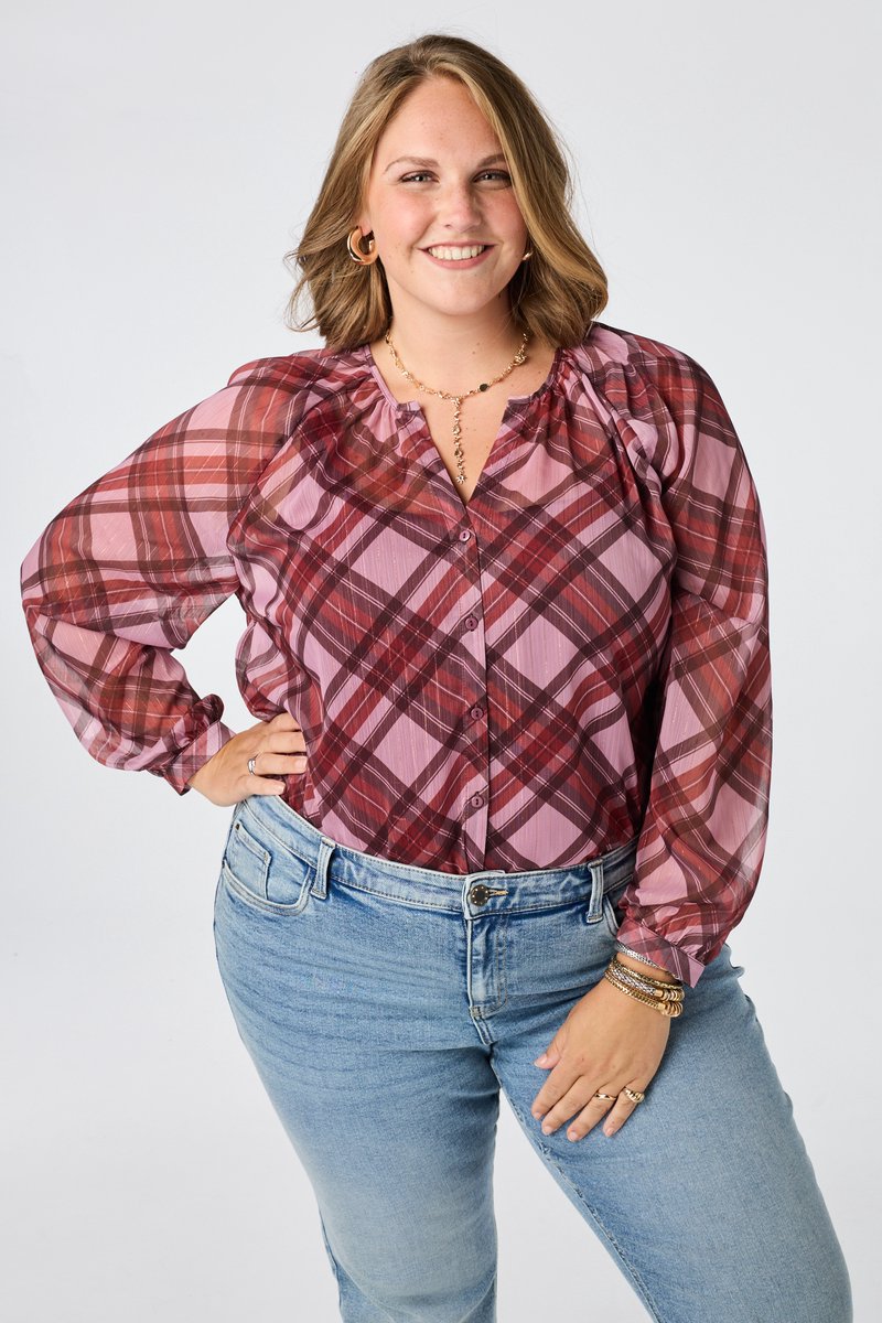MS Mode Blouse Geruite blouse