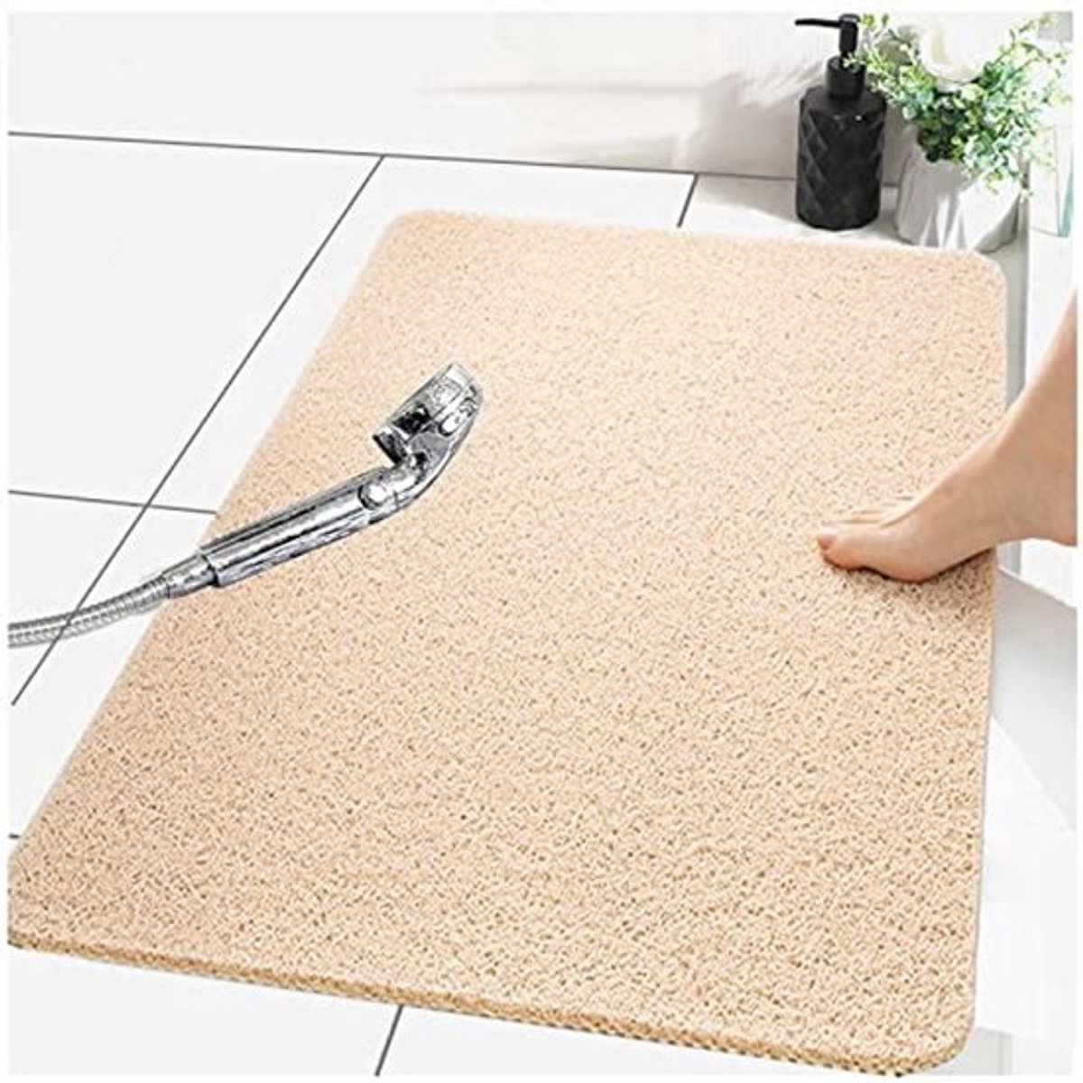 Antislip Douchemat 80 x 40 cm, PVC, Poreuze Structuur, Snel Droog en Eenvoudig Schoon te Maken - Beige