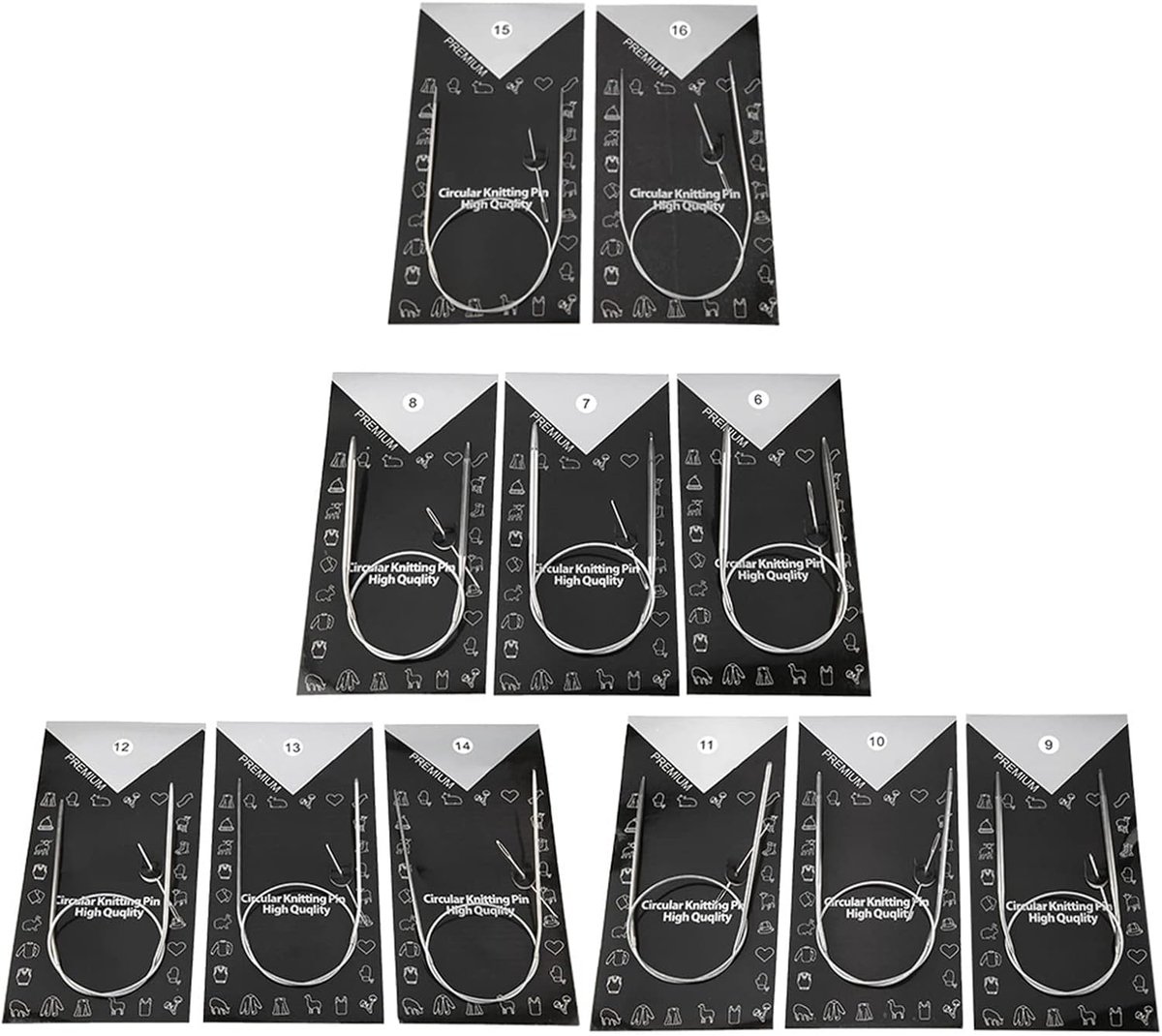 11 maten 43/65/80 cm roestvrij staal breinaalden weave set handcraft sweater handwerk gereedschap accessoires voor truien en sjaals (80cm/31.5in)