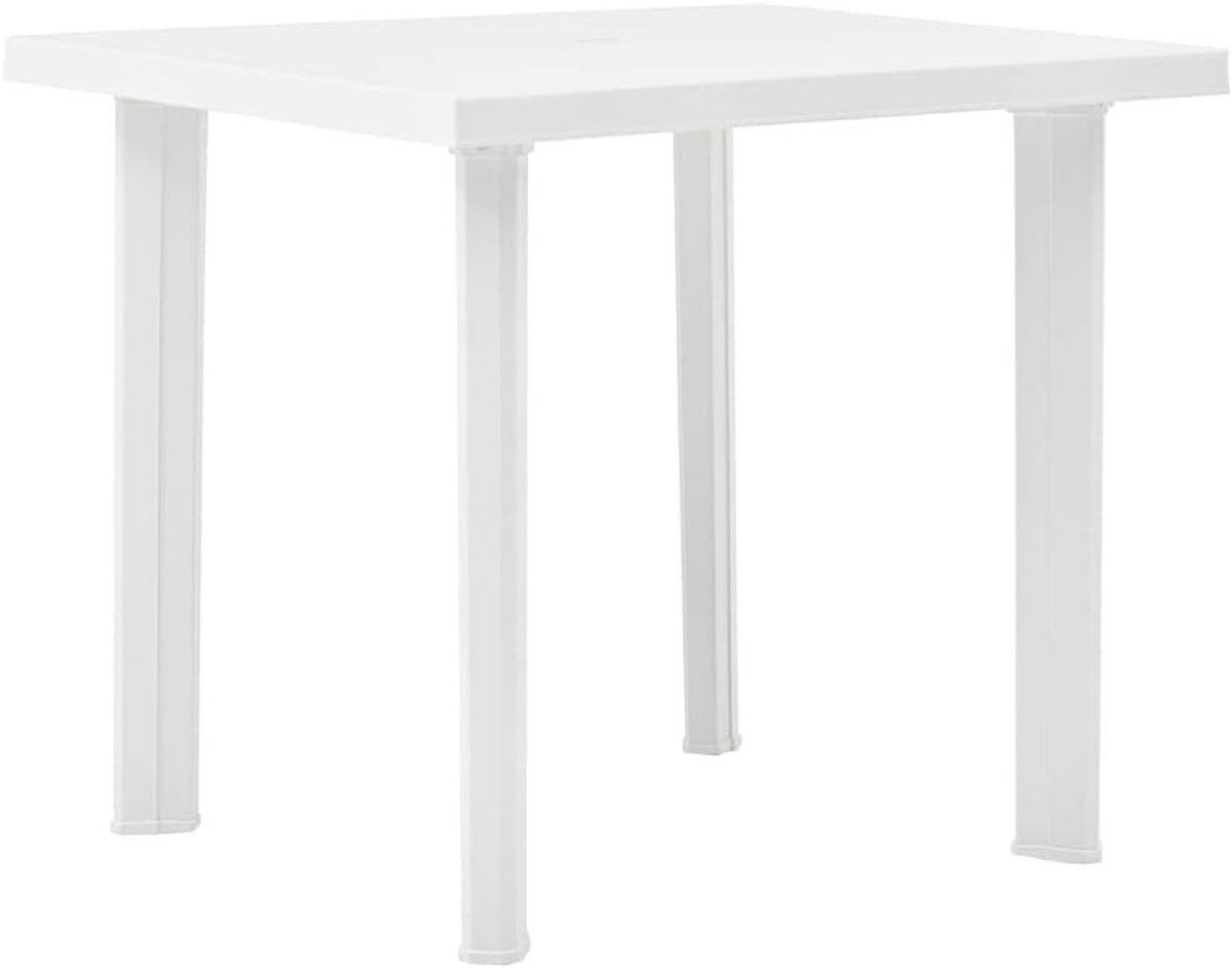 Tuintafel van wit kunststof, buitentafel van kunststof, tuintafel voor buiten, van kunststof, 78 x 75 x 72 cm
