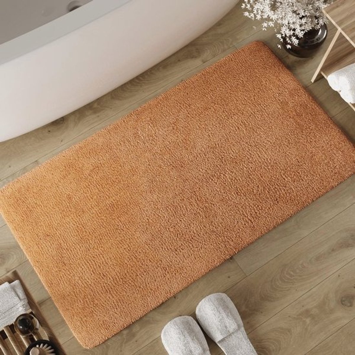 Zachte Katoenen Badmat met Antislip en Wasbare Eigenschappen - 60 x 100 cm, Terracotta