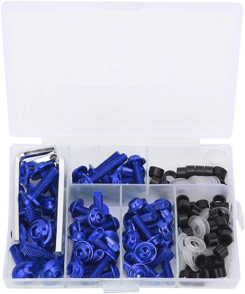 158 stuks universele motorfiets kuip bouten kit voor voorruit (blauw)