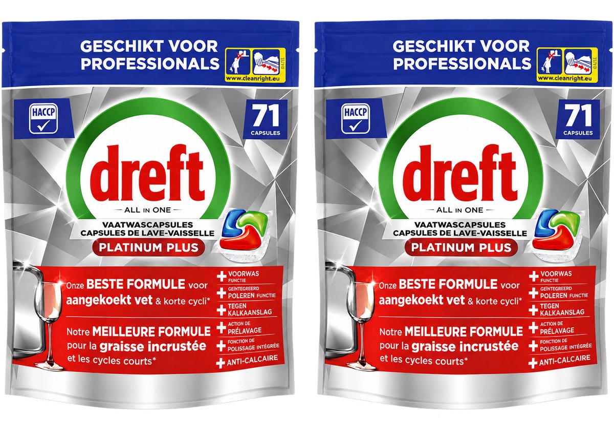 Dreft Platinum Plus Regular All in 1 Vaatwastabletten - 142 tabs