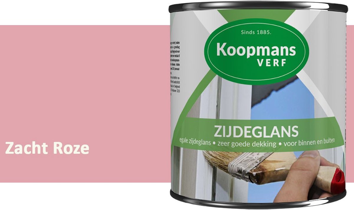 Koopmans Zijdeglans Lakverf – Binnen & Buiten – Kras- en Stootvast – Hoge Dekkracht – Voor Hout, Deuren en Kozijnen – Zacht Roze – 375 ml